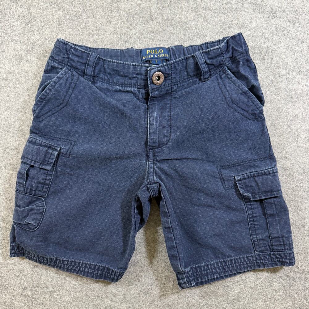 Polo Ralph Lauren Cargo Shorts Boys 5 Navy Blue Cotton Flap Pockets Casual